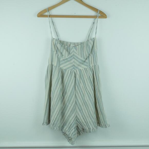 Urban Outfitters Large Romper Shorts Smocked Stripe Coastal Nautical Beach Boho - Picture 1 of 8